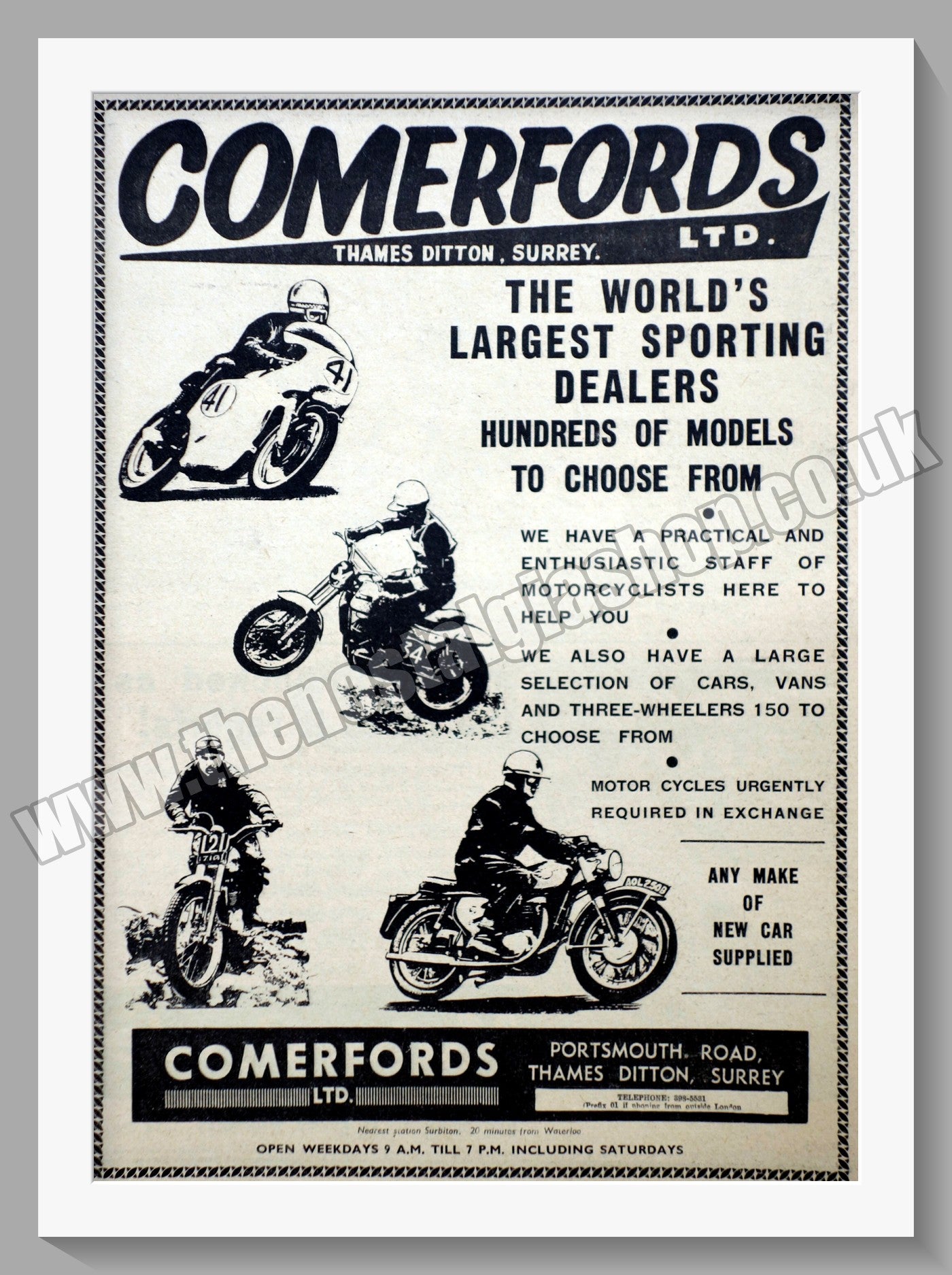 Comerford's Ltd Motorcycle Dealer. Original Advert 1967 (ref AD57539)