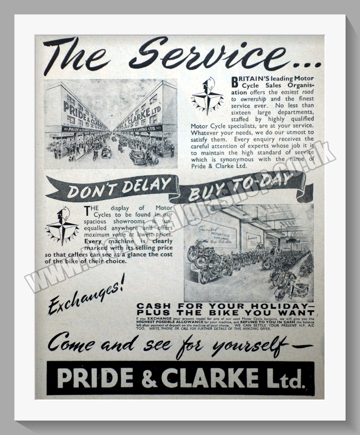 Pride & Clarke Ltd Motorcycle Dealer. Original Advert 1951 (ref AD57566)