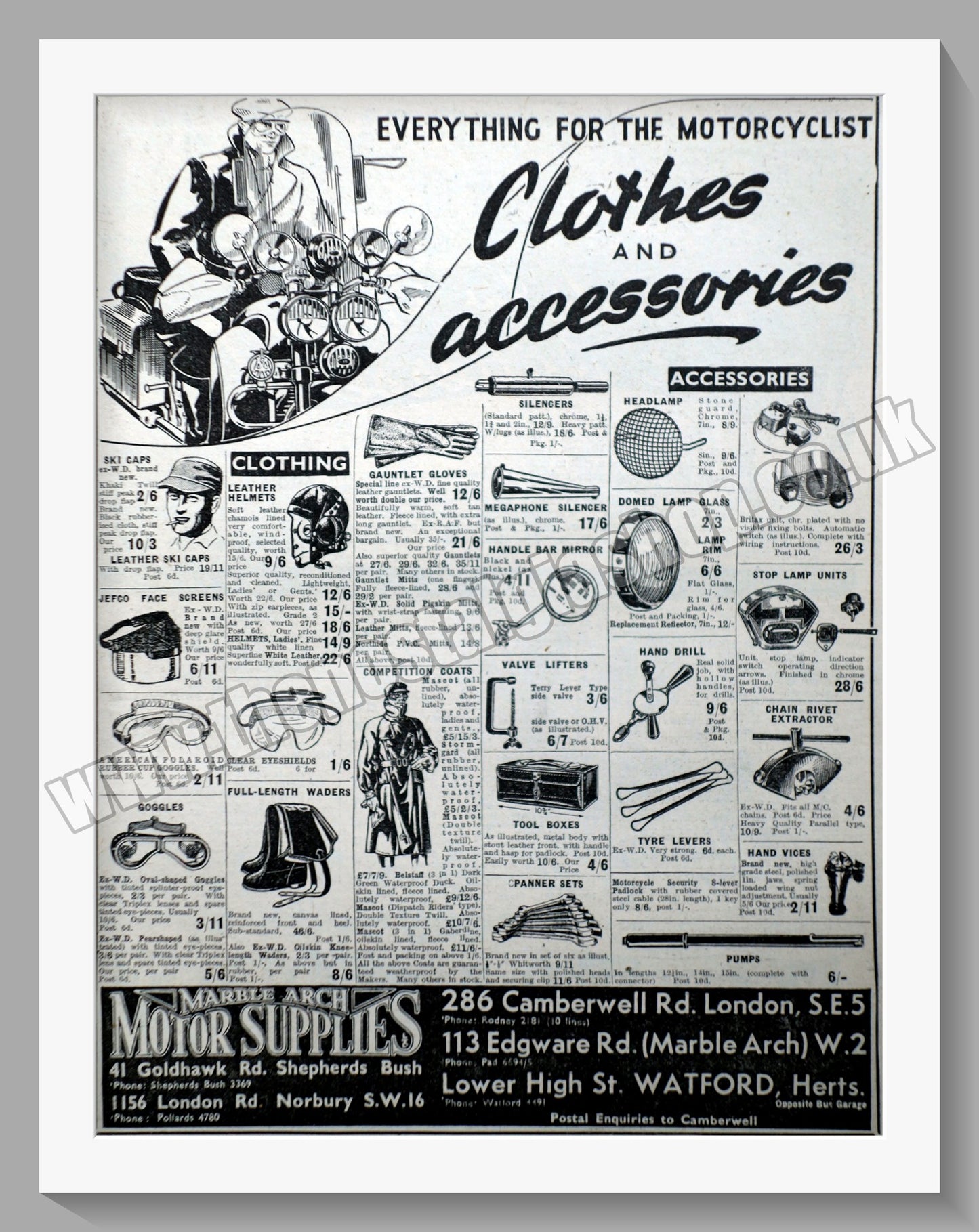 Marble Arch Motorcycle Dealer. Original Advert 1951 (ref AD57578)