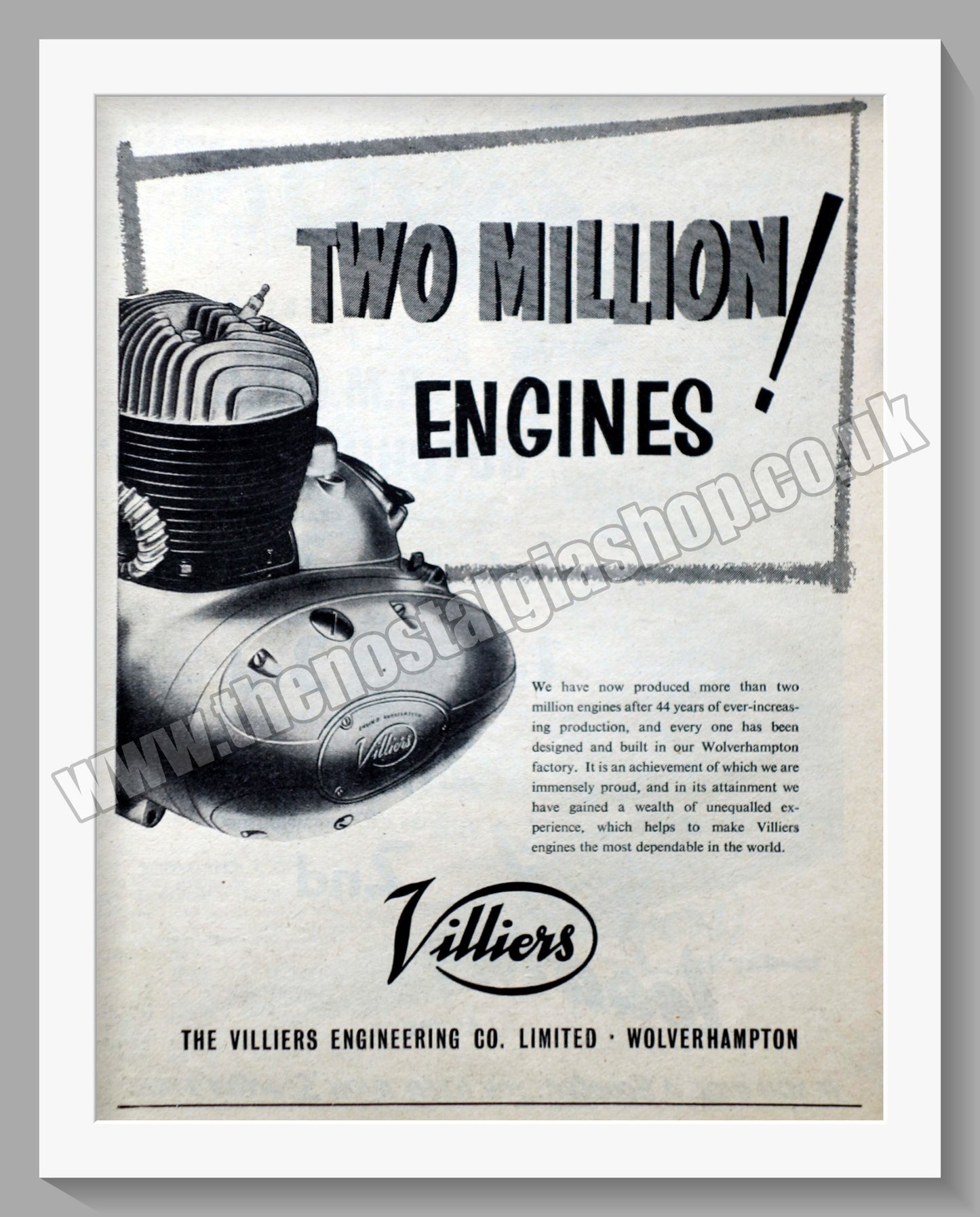 Villiers Motorcycle Engines. Original Advert 1956 (ref AD57592)