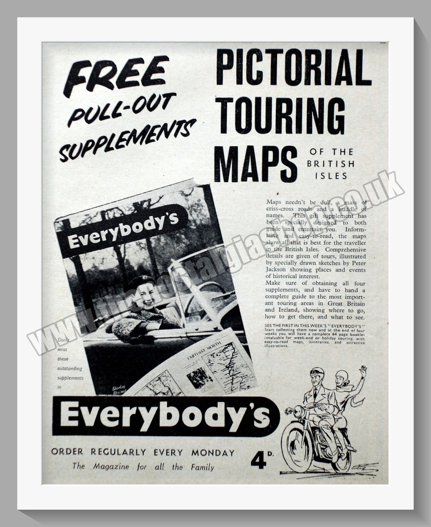 Pictorial Touring Maps. Original Advert 1955 (ref AD57597)
