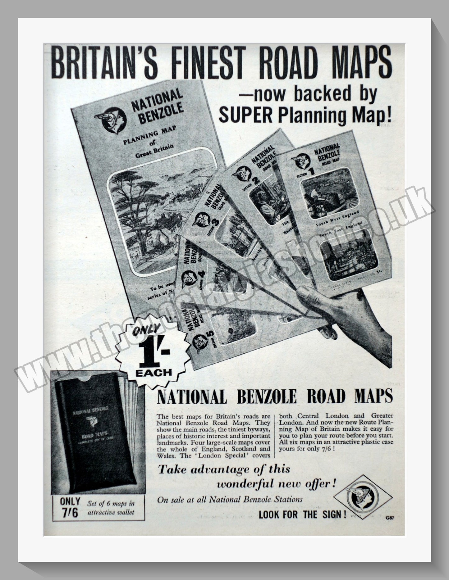 National Benzole Road Maps. Original Advert 1959 (ref AD57598)