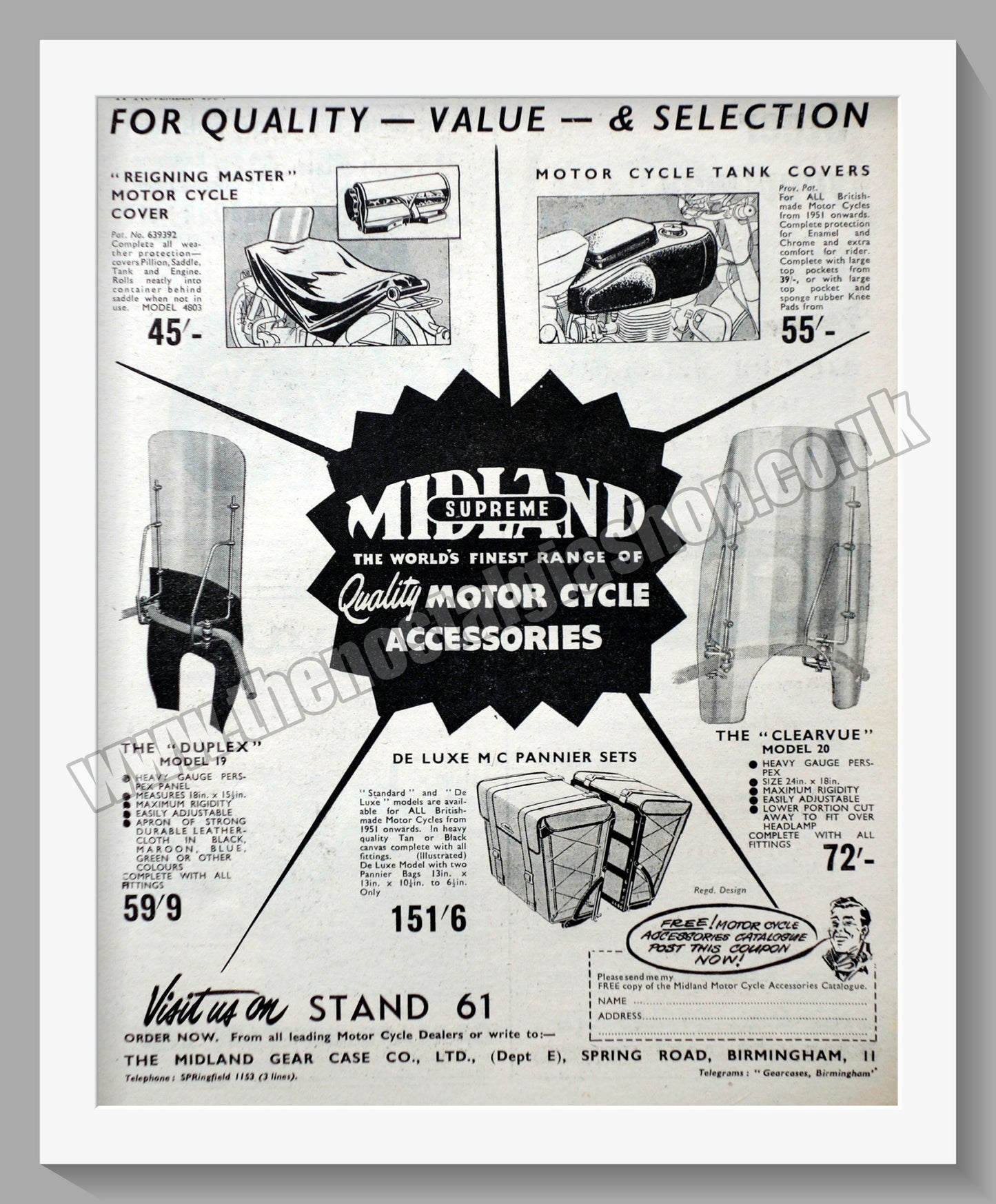 Midland Supreme Motorcycle Accessories. Original Advert 1954 (ref AD57620)
