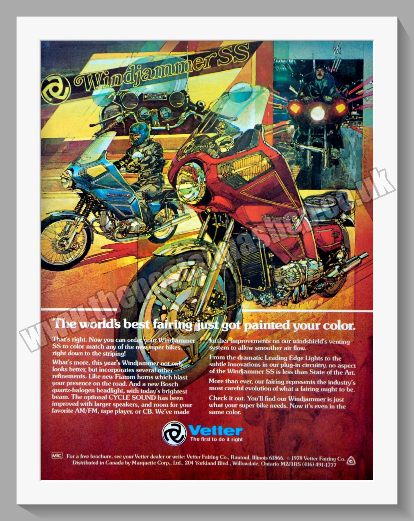 Vetter Windjammer SS Motorcycle Fairing. Original Advert 1978 (ref AD57626)