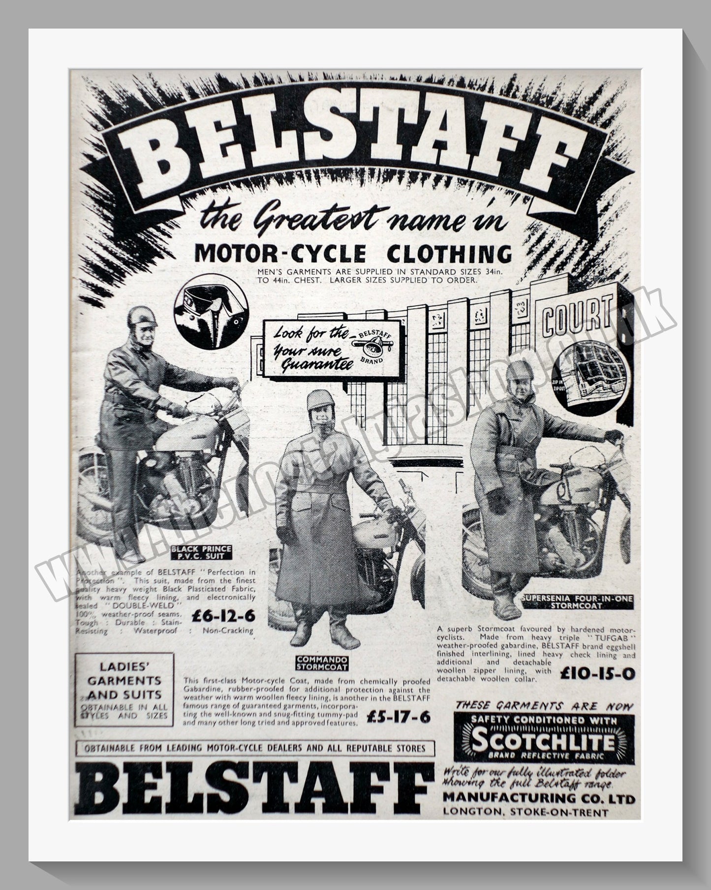 Belstaff Motorcycle Clothing. Original Advert 1955 (ref AD57628)