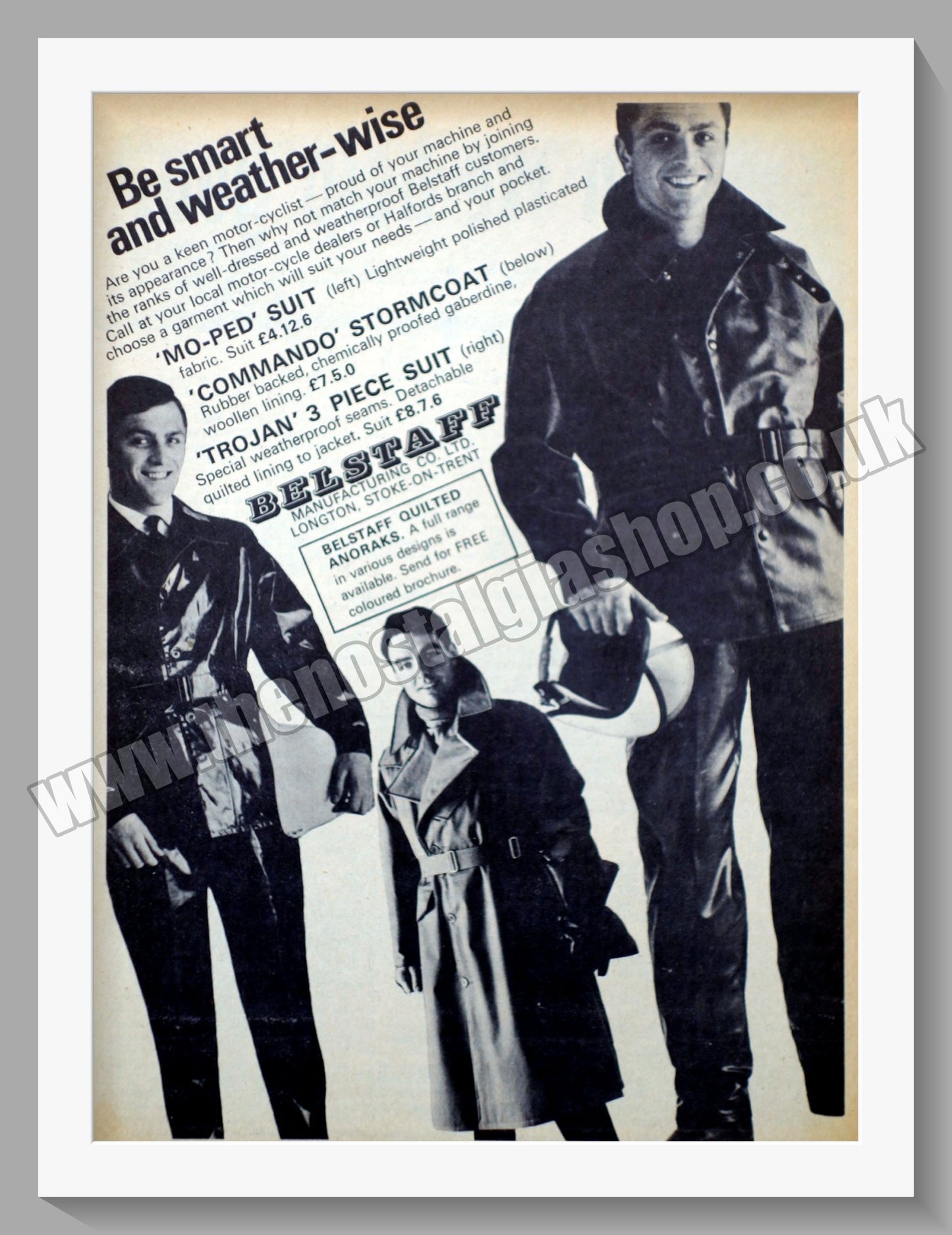 Belstaff Motorcycle Clothing. Original Advert 1966 (ref AD57640)