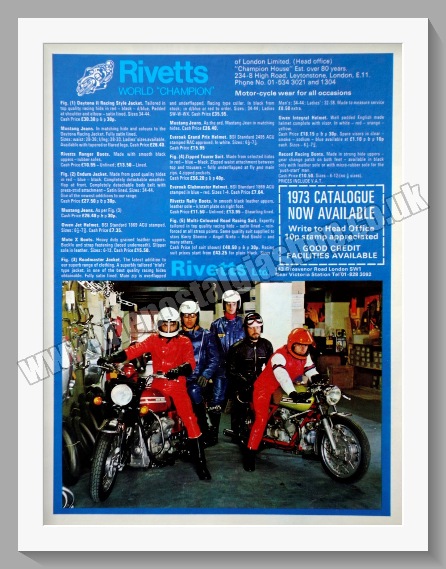 Rivetts Motorcycle Clothing. Original Advert 1973 (ref AD57651)