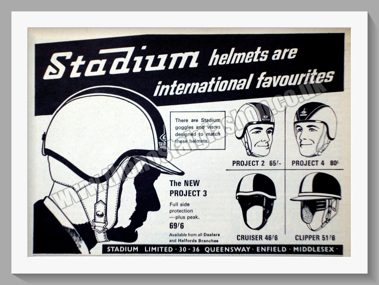 Stadium Motorcycle Helmets. Original Advert 1965 (ref AD57739)