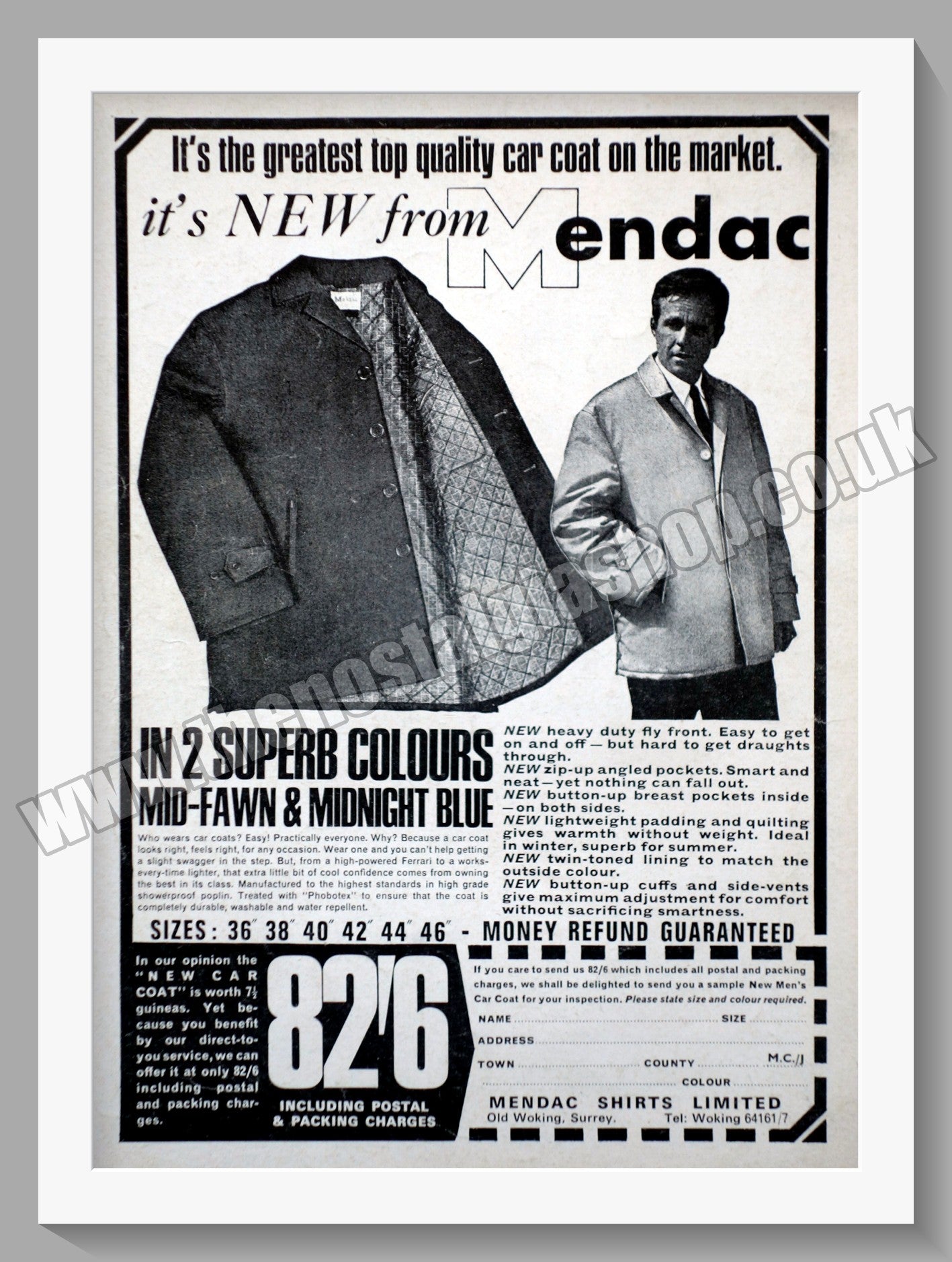 Mendac Car Coat. Original Advert 1965 (ref AD57749)