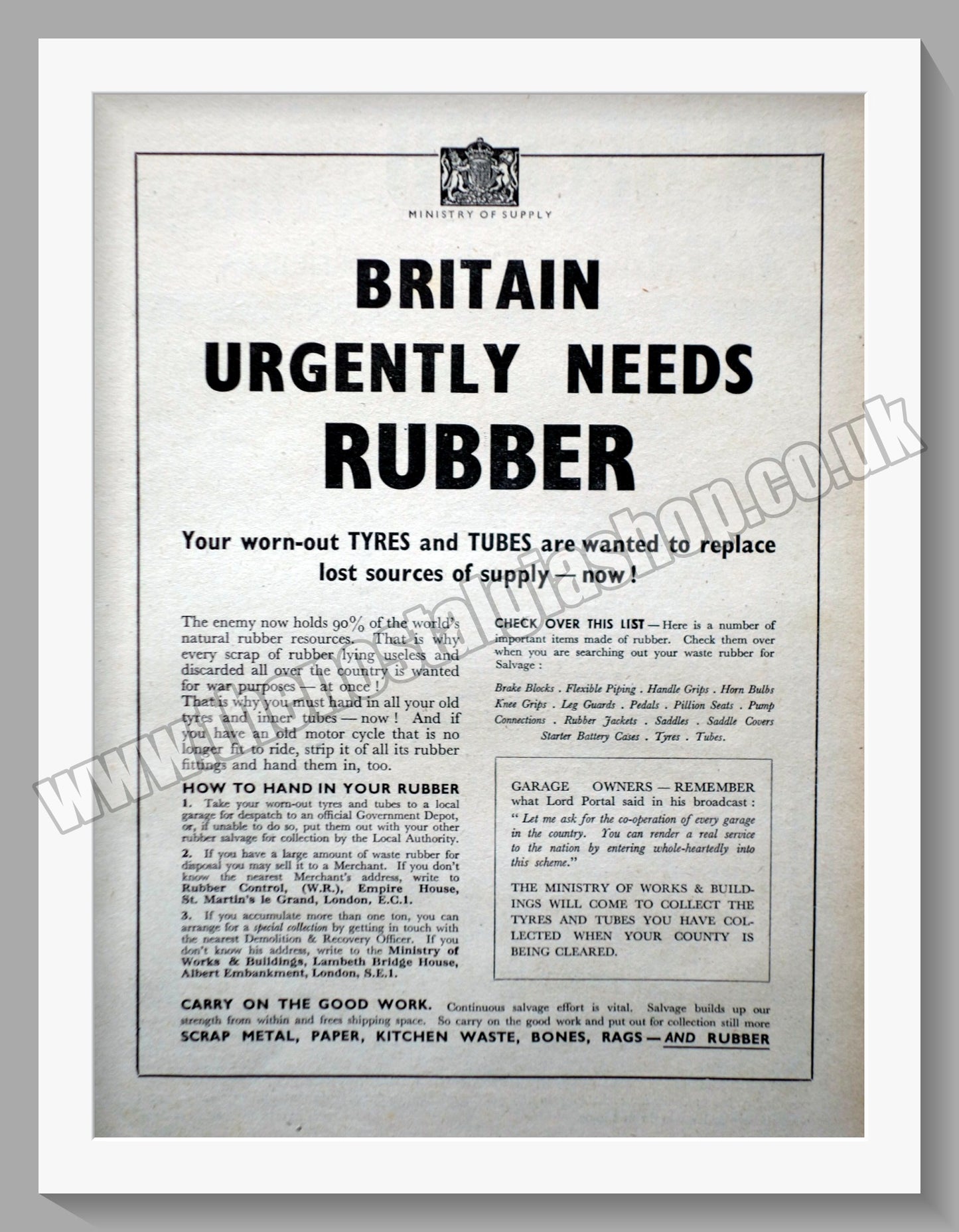 Britain Needs Rubber.... Motorcycle Tyres. Original Advert 1942 (ref AD57799)