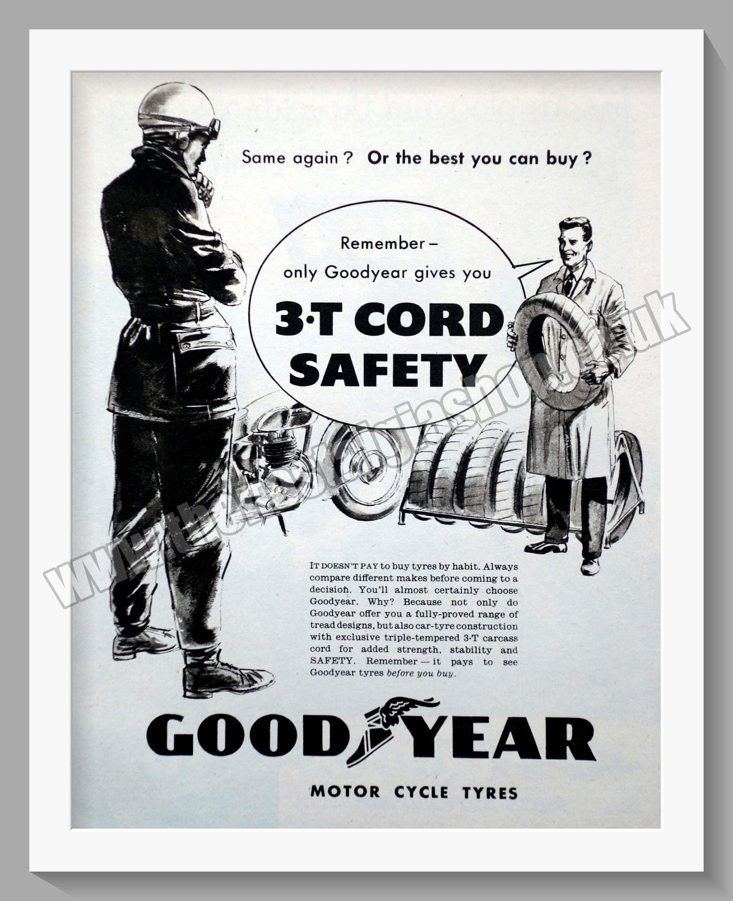 Good Year Motorcycle Tyres. Original Advert 1959 (ref AD57757)