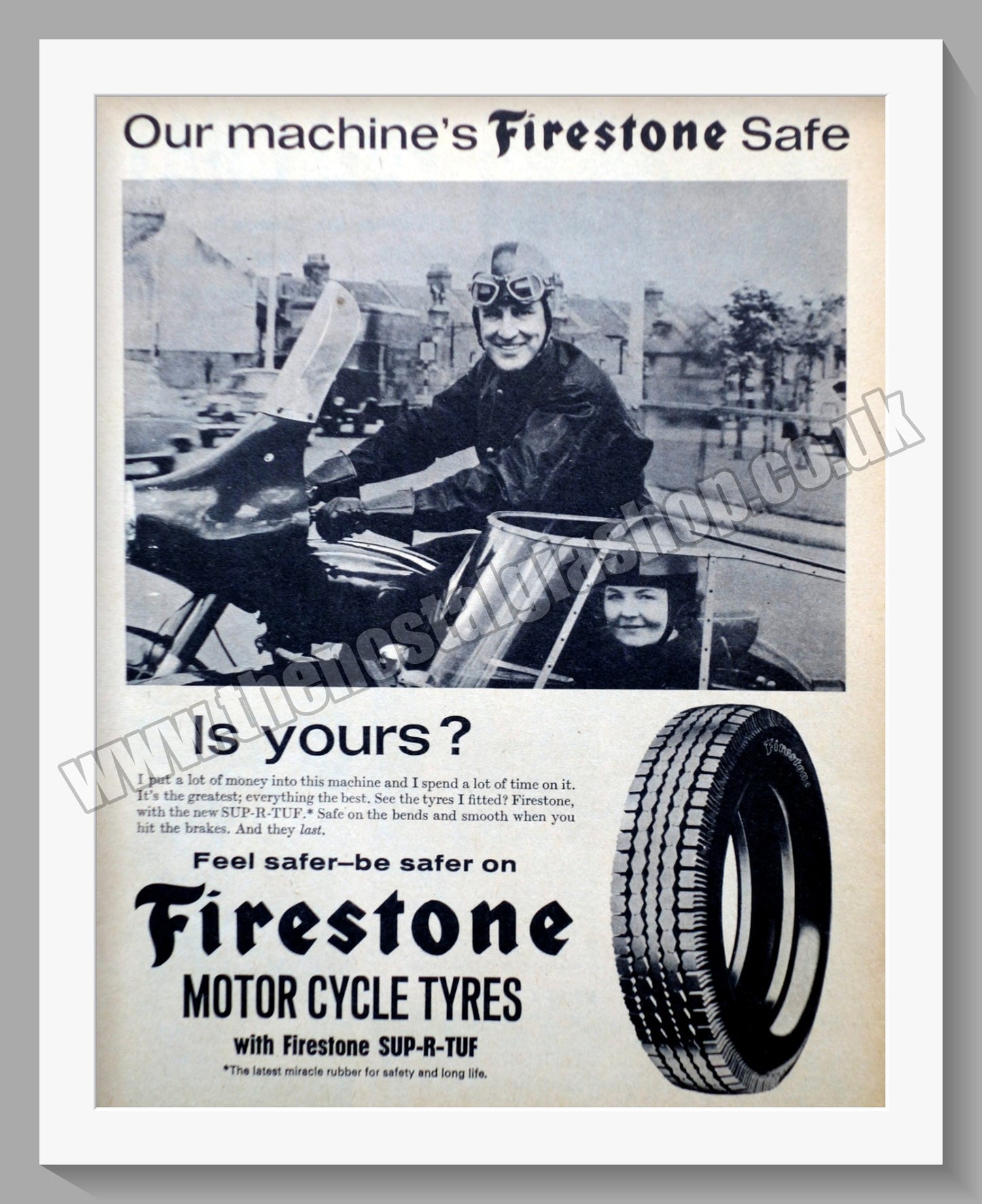 Firestone Motorcycle Tyres. Original Advert 1965 (ref AD57779)