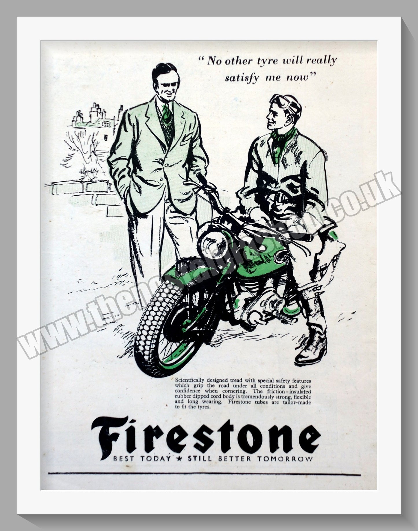 Firestone Motorcycle Tyres. Original Advert 1948 (ref AD57783)