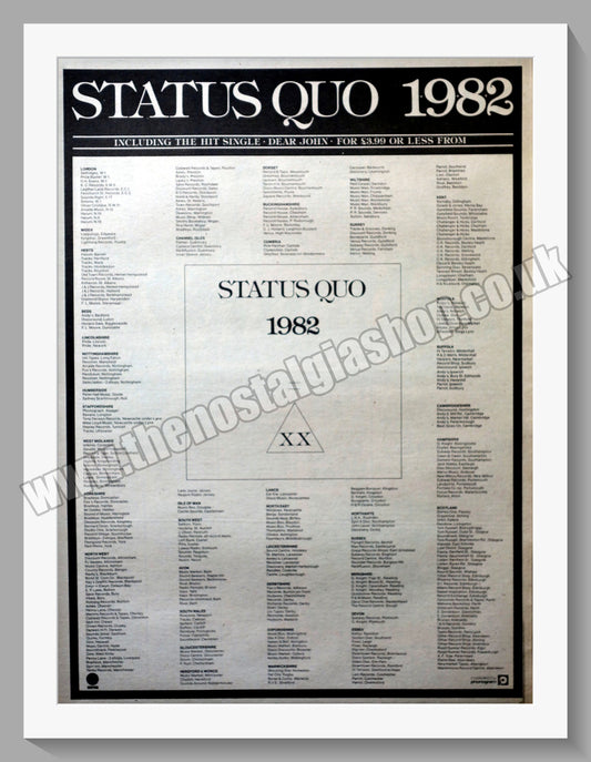 Status Quo 1982. Vintage Advert 1982 (ref AD14672)