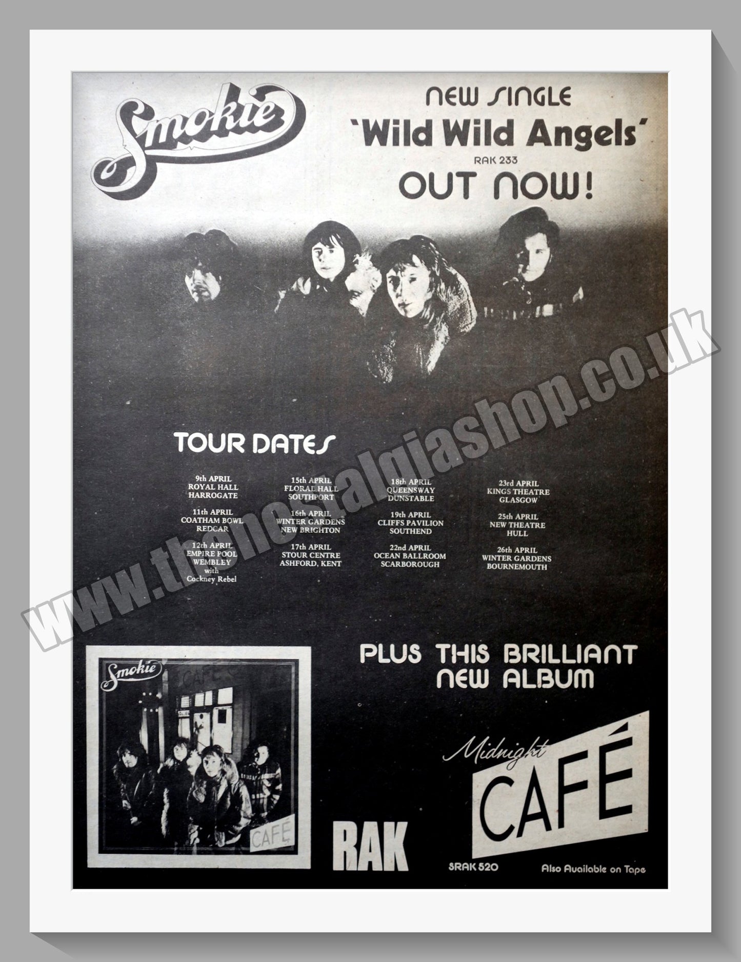 Smokie Wild Wild Angels + Tour Dates. Vintage Advert 1976 (ref AD14675)