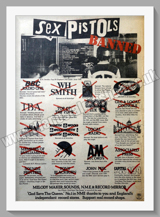 Sex Pistols Banned. Original Vintage Advert 1977 (ref AD14706)