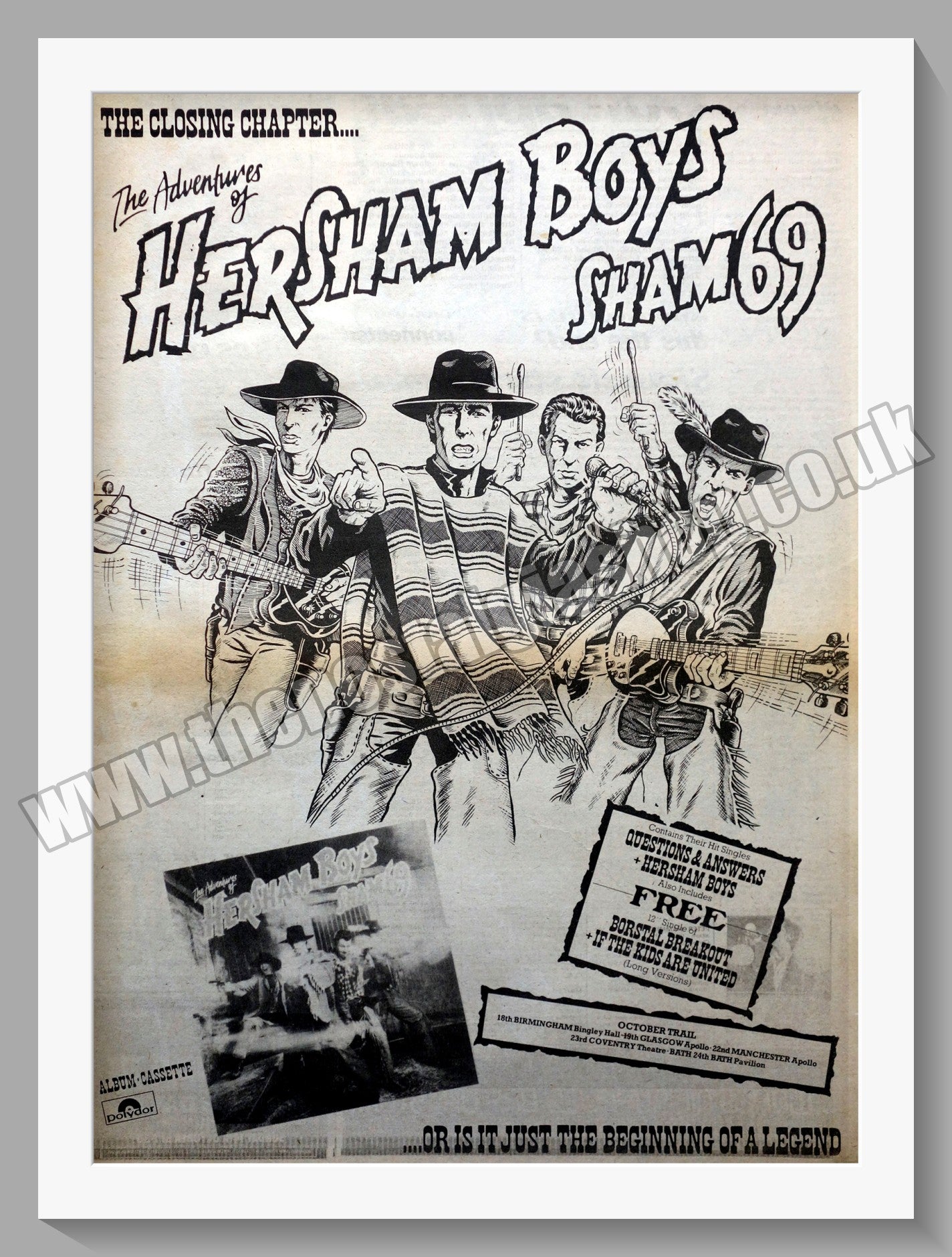 Sham 69 Hersham Boys. Original Vintage Advert 1979 (ref AD14736)