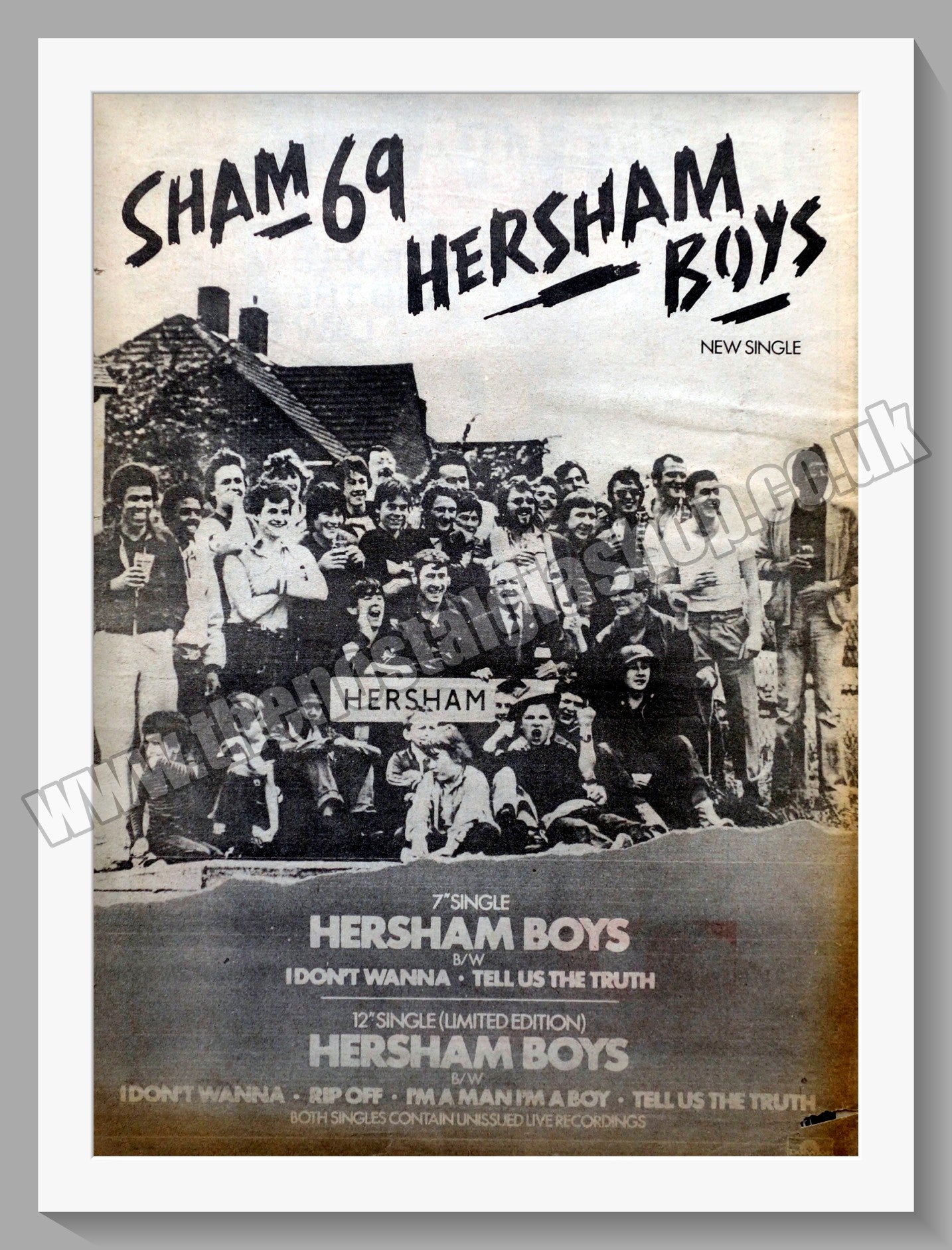 Sham 69 Hersham Boys. Original Vintage Advert 1979 (ref AD14737)