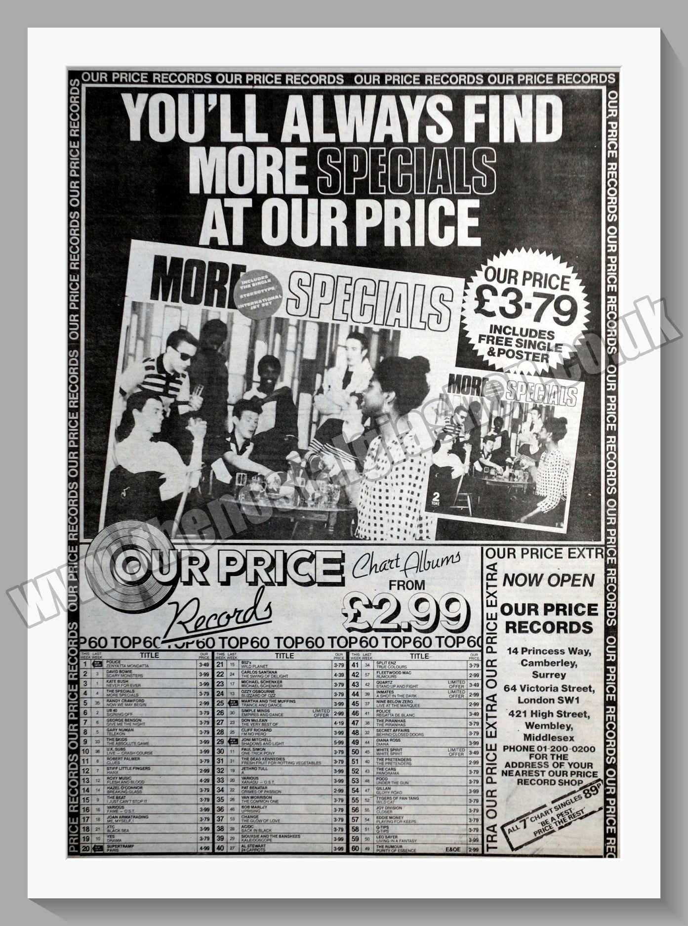 Specials (The) Our Price Offer. Original Vintage Advert 1980 (ref AD14751)
