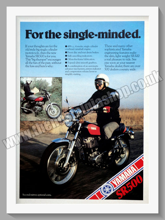 Yamaha SR500 Motorcycle. Original Advert 1978 (ref AD57825)
