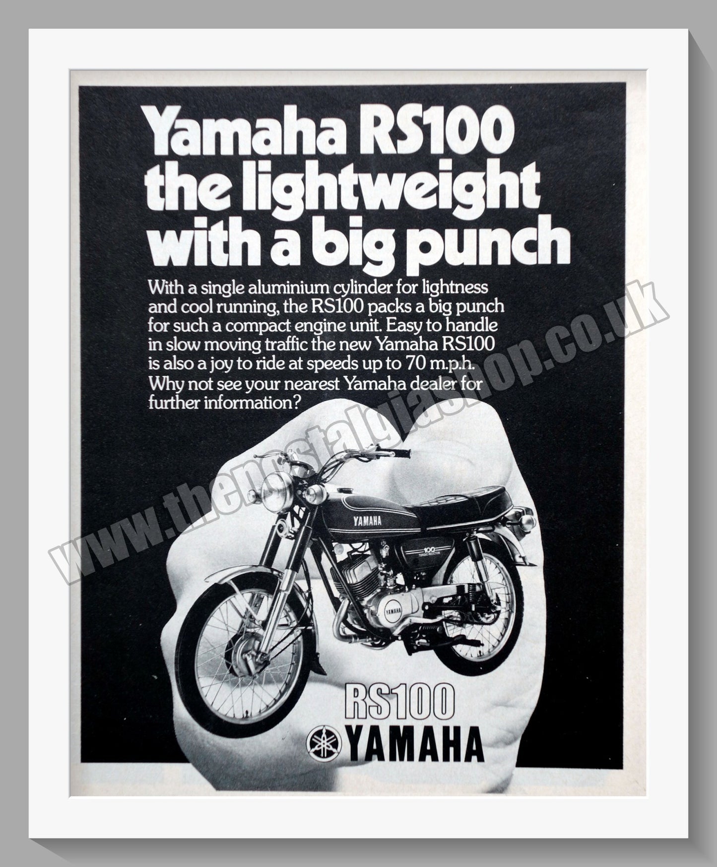 Yamaha RS100 Motorcycle. Original Advert 1974 (ref AD57831)