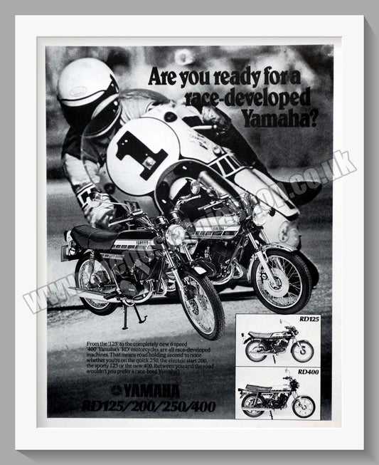 Yamaha RD125 & RD400 Motorcycles. Original Advert 1976 (ref AD57845)