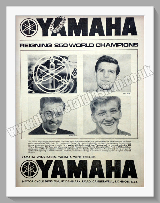 Yamaha Motorcycles. 250 World Champions. Original Advert 1966 (ref AD57869)