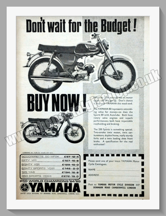 Yamaha Motorcycles. Original Advert 1966 (ref AD57955)