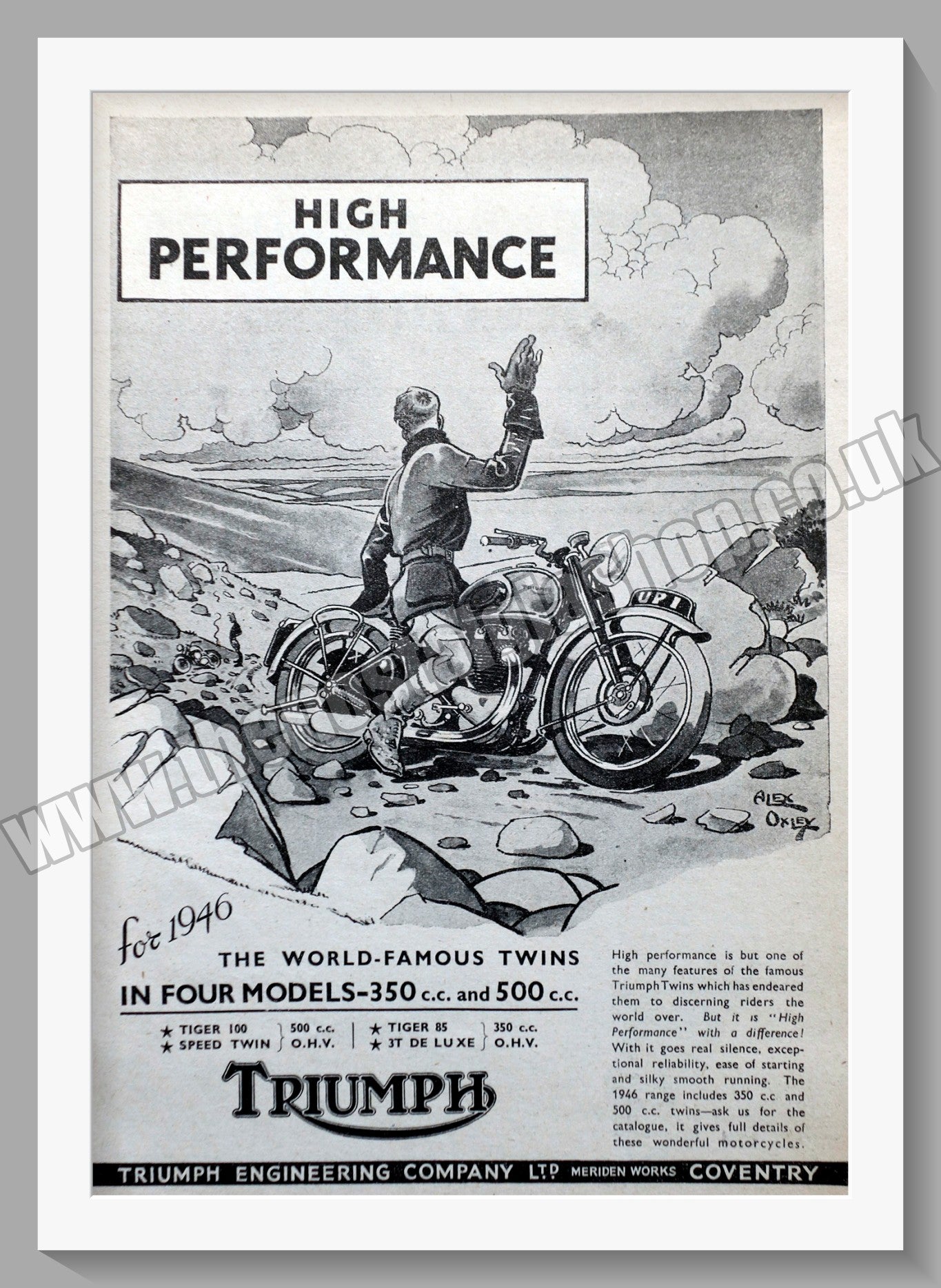 Triumph Motorcycles High Performance. Original advert 1946 (ref AD57934)