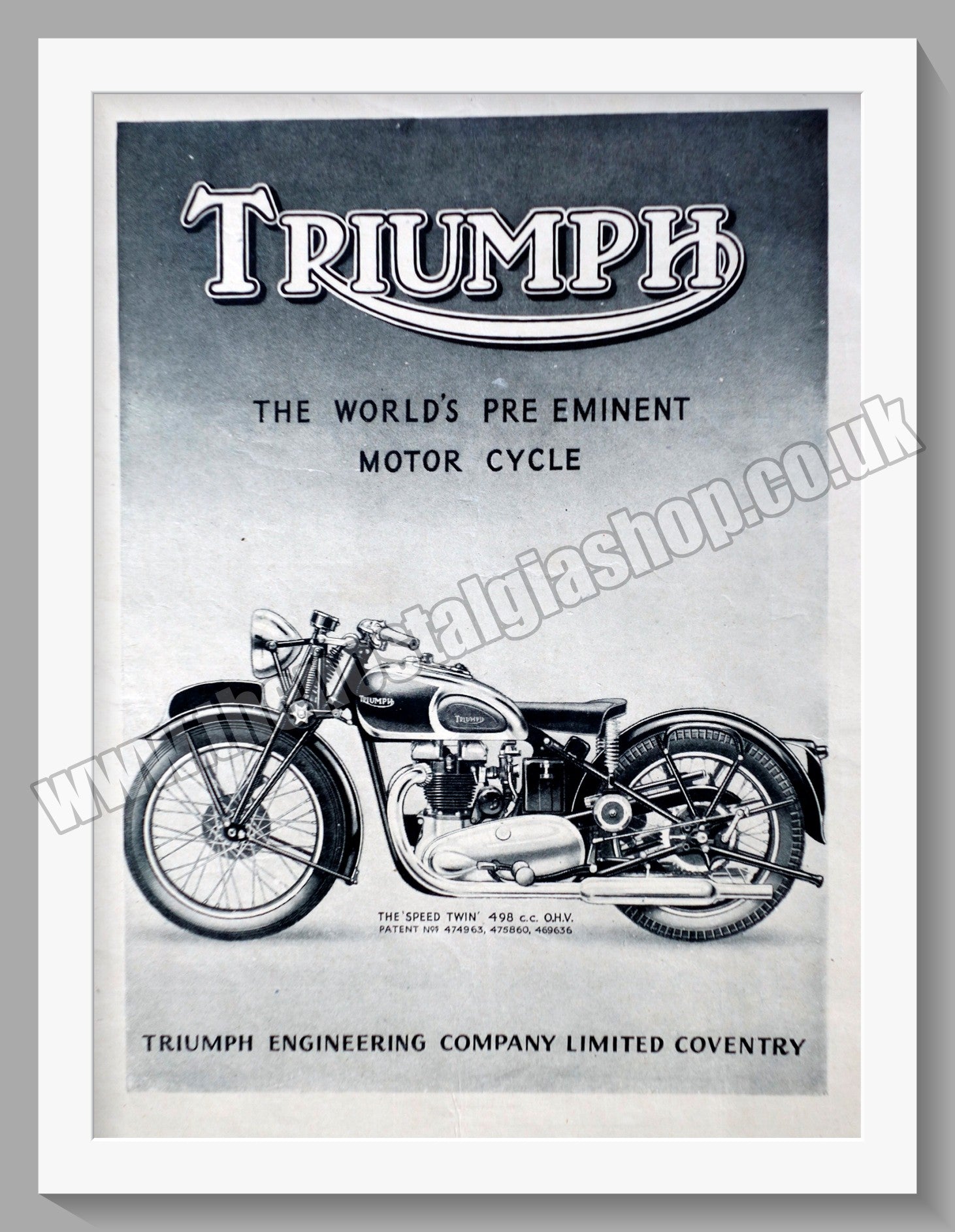 Triumph 498cc Original advert 1944 (ref AD57991 - Main Image