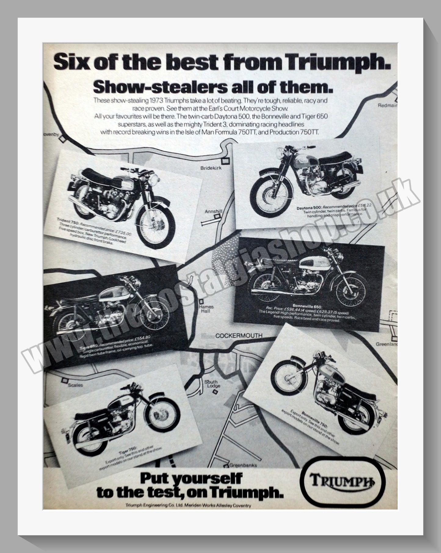 Triumph Motorcycles Range. Original advert 1972 (ref AD57994)