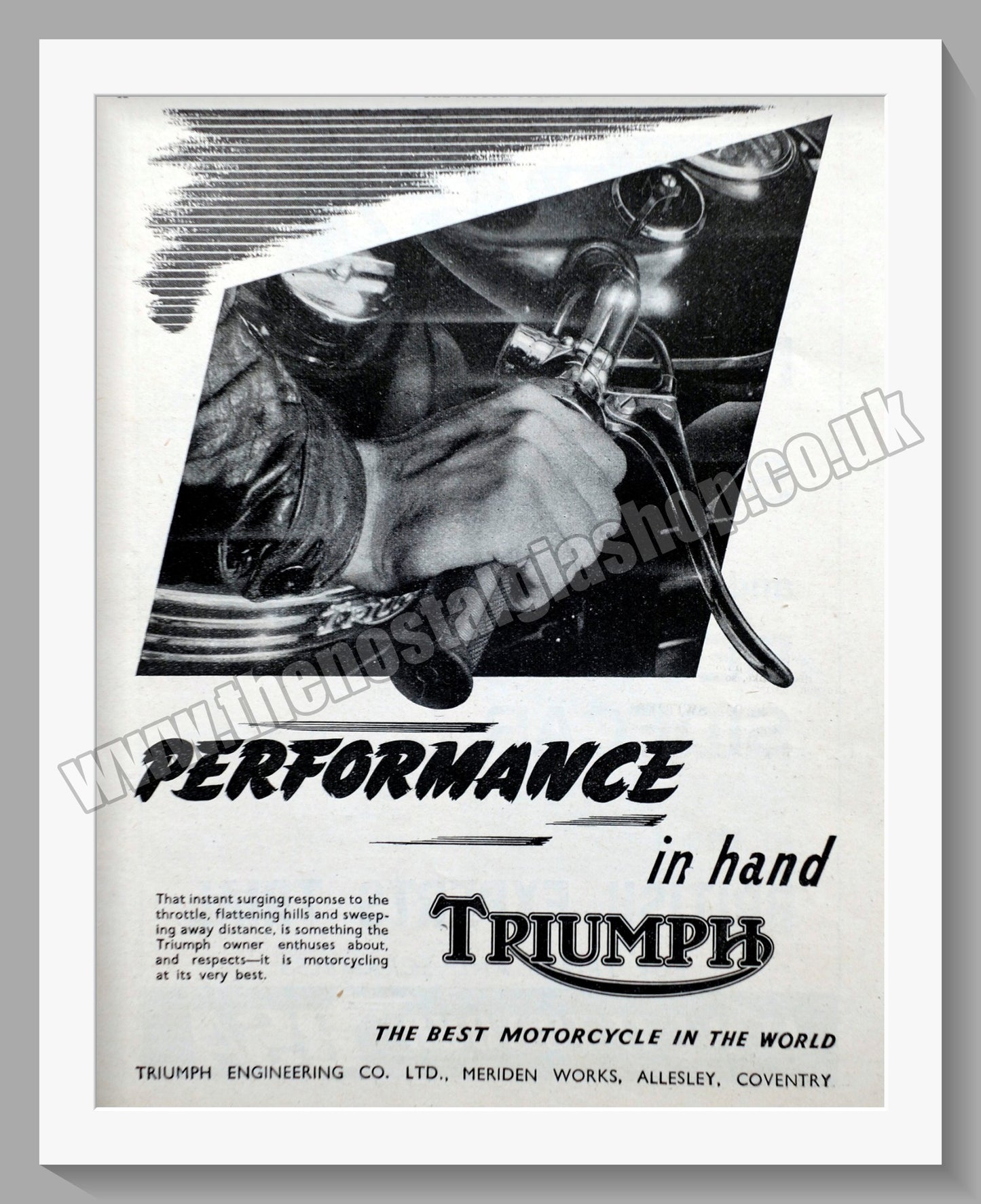 Triumph Motorcycles. Original advert 1950 (ref AD58007)