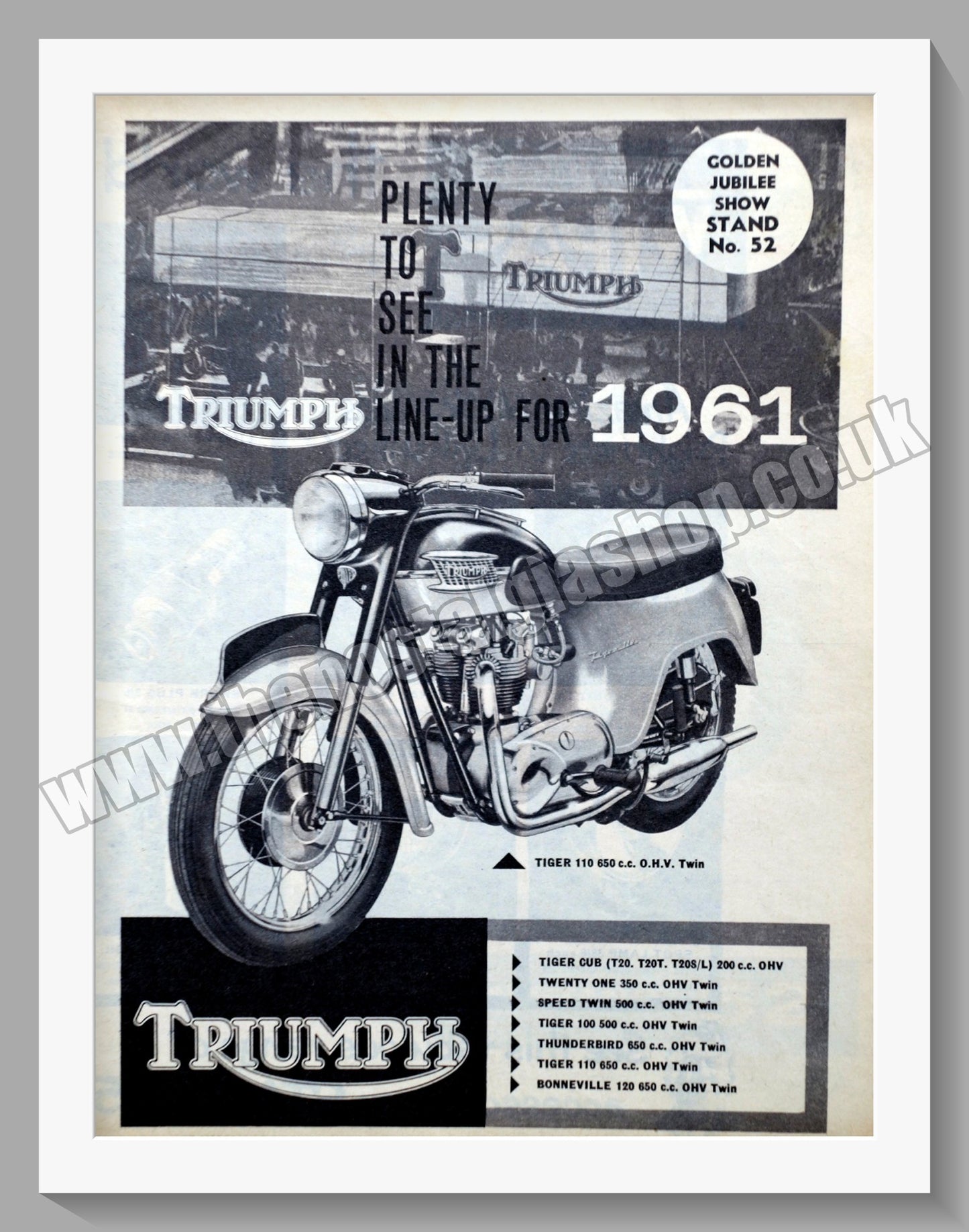 Triumph Motorcycles Tiger 110 650cc. Original advert 1960 (ref AD58032)