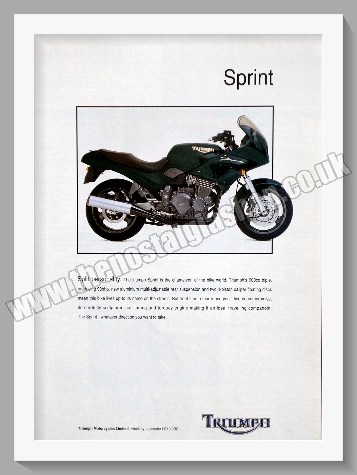 Triumph Motorcycles Sprint. Original advert 1999 (ref AD58047)