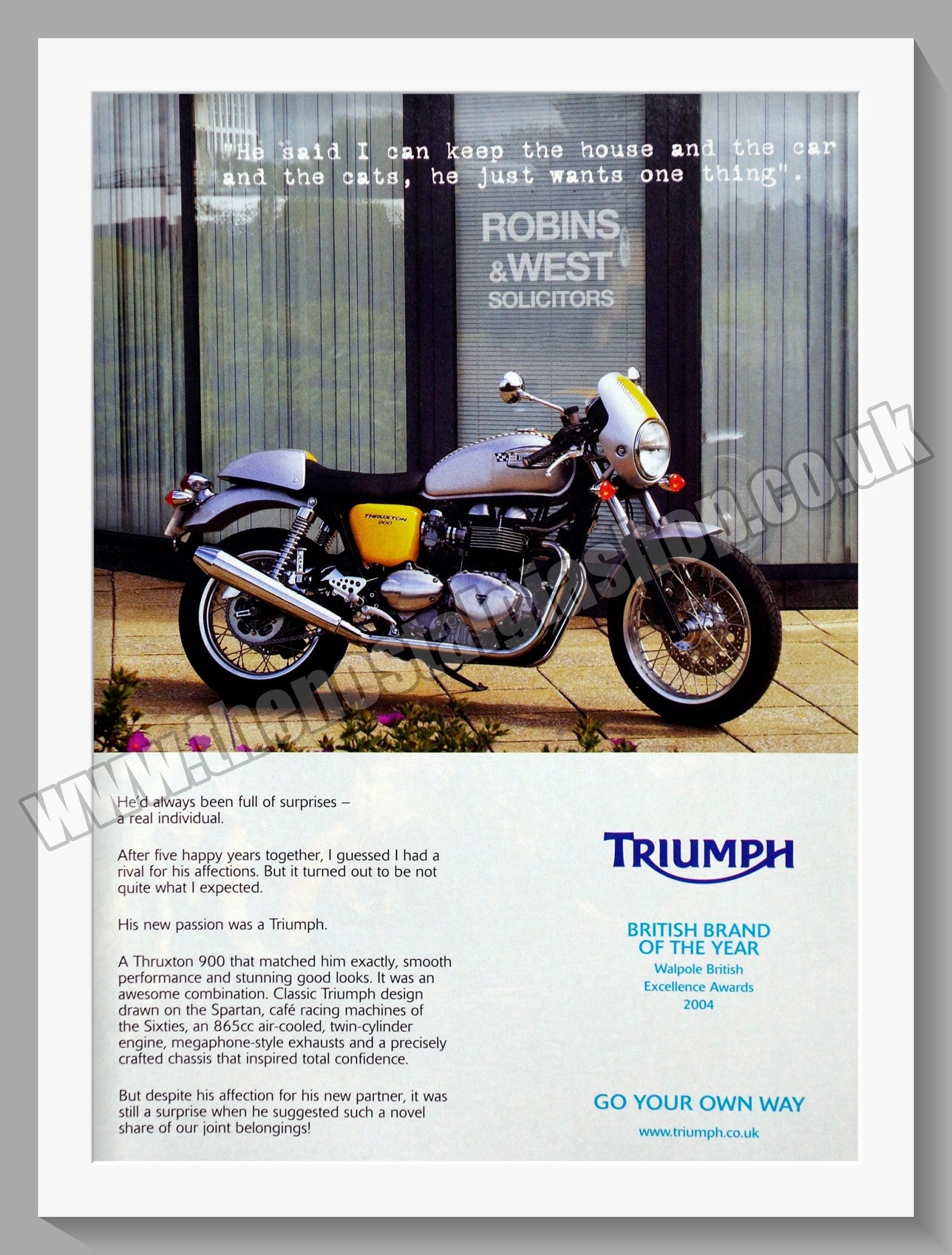 Triumph Motorcycles Thruxton 900. Original advert 2005 (ref AD58052)