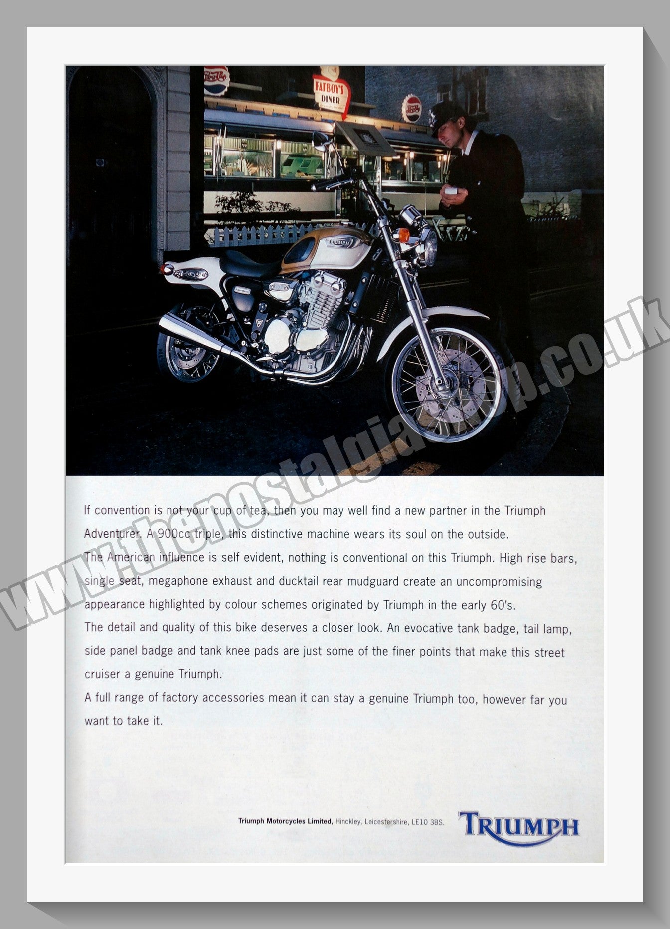 Triumph Adventurer 900cc Motorcycles. Original advert 1996 (ref AD58053)