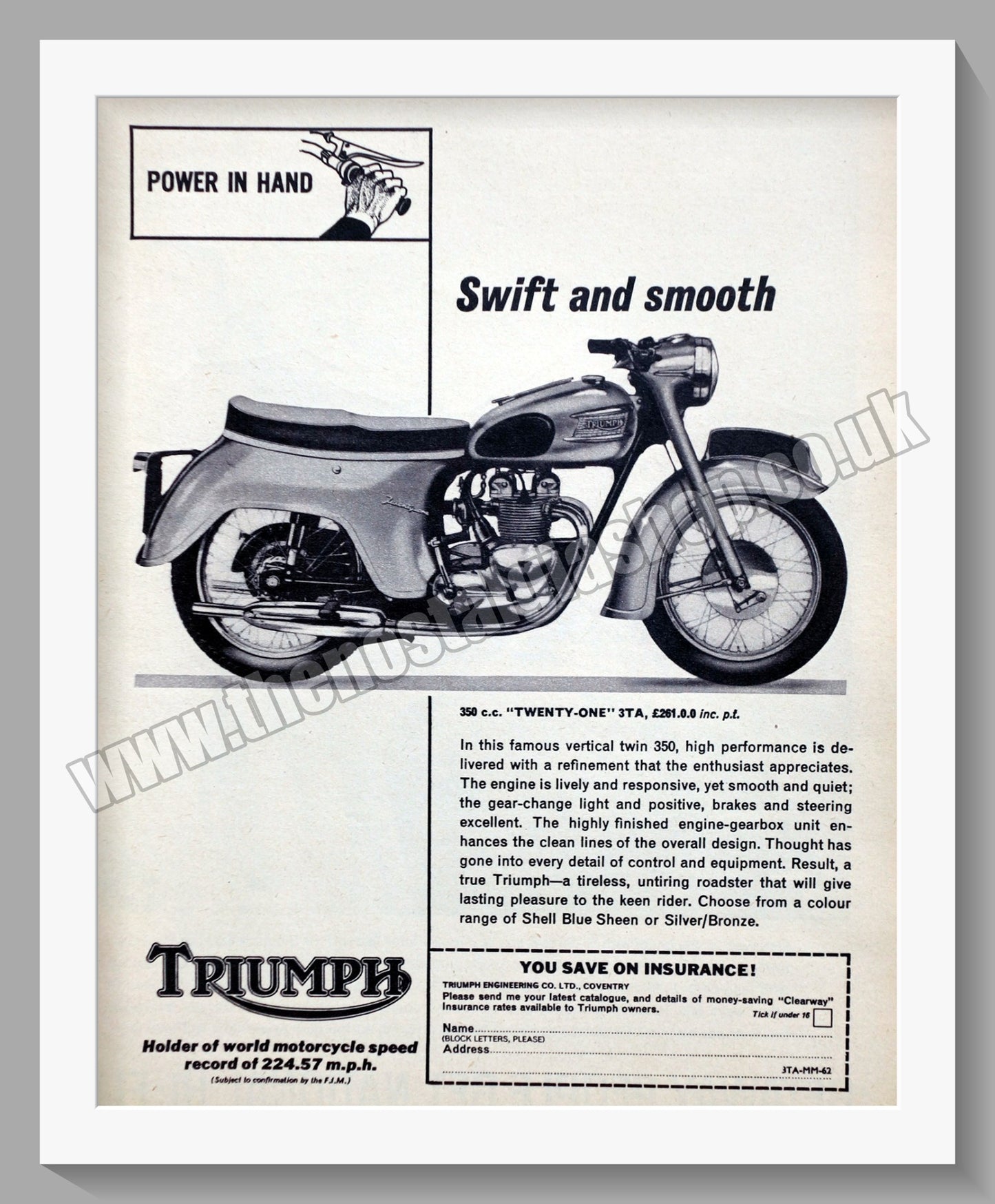 Triumph 350 Motorcycles. Original advert 1963 (ref AD58063)