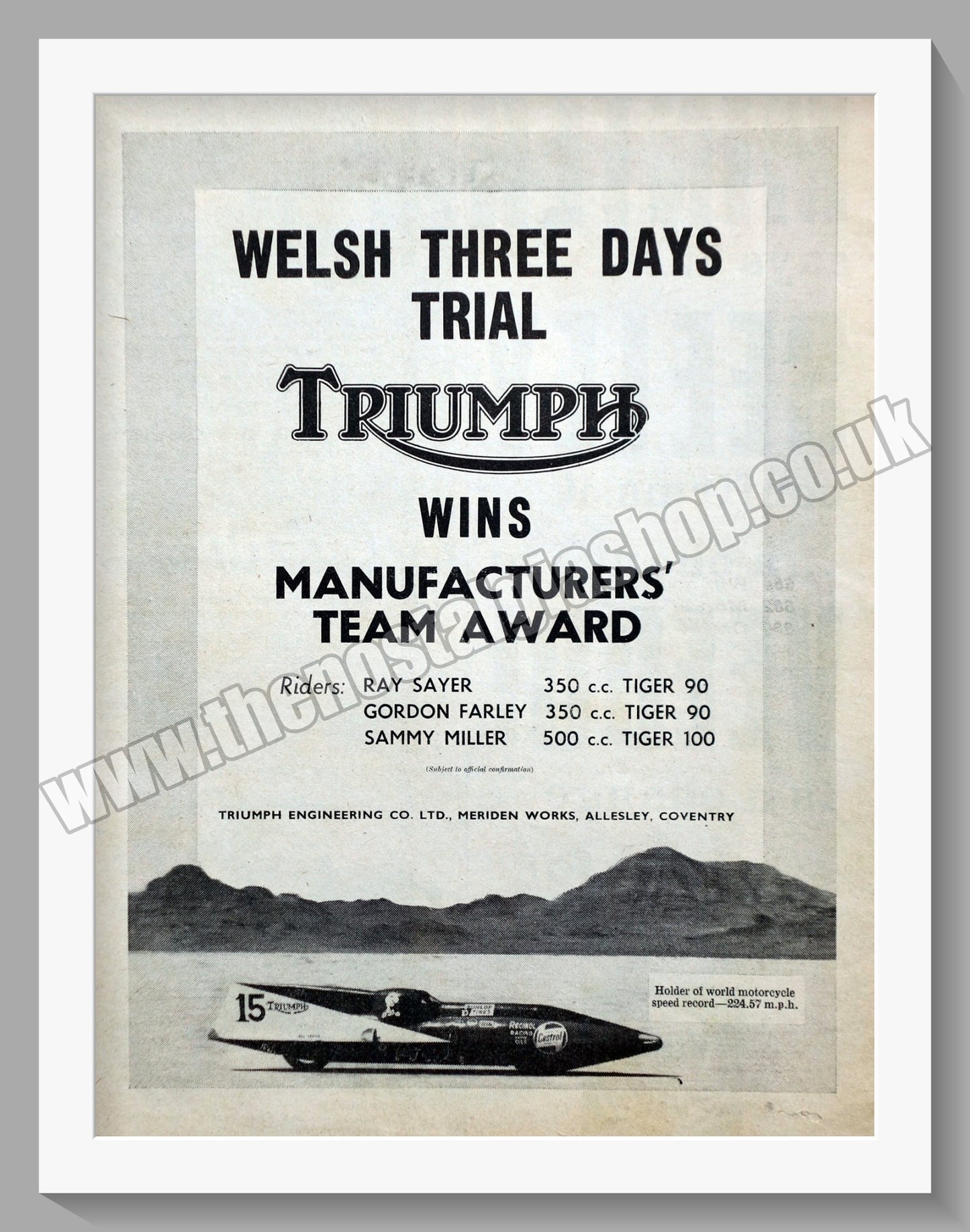 Triumph Motorcycles Trial. Original advert 1966 (ref AD58070)