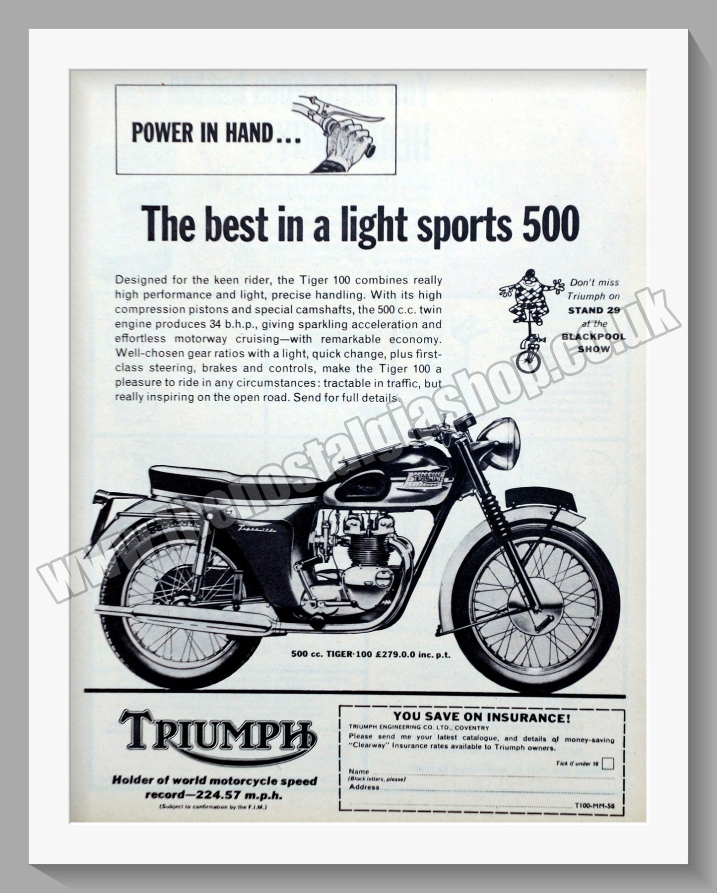 Triumph Sports 500 Motorcycles. Original advert 1963 (ref AD58113)