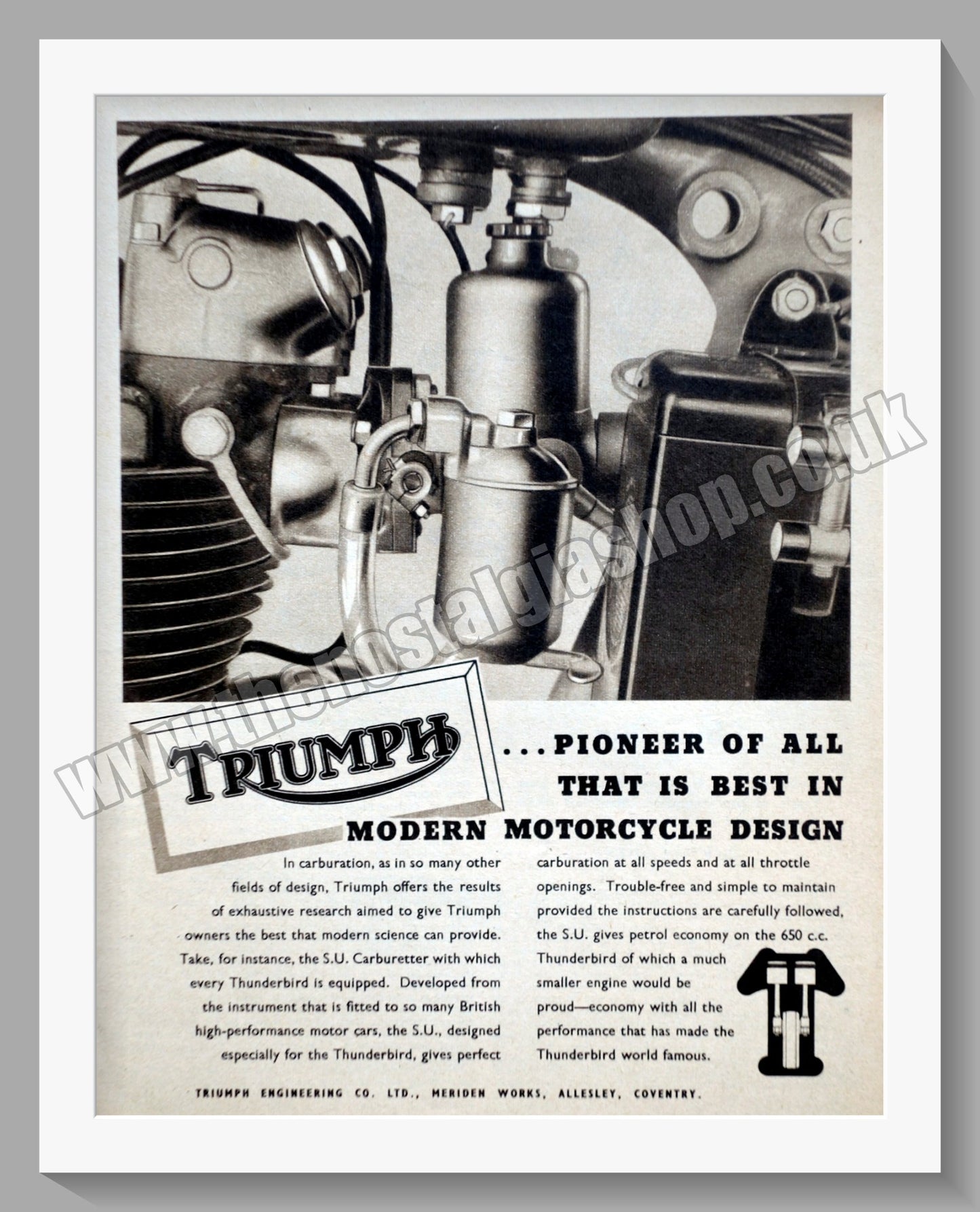 Triumph Motorcycles. Original advert 1953 (ref AD58122)
