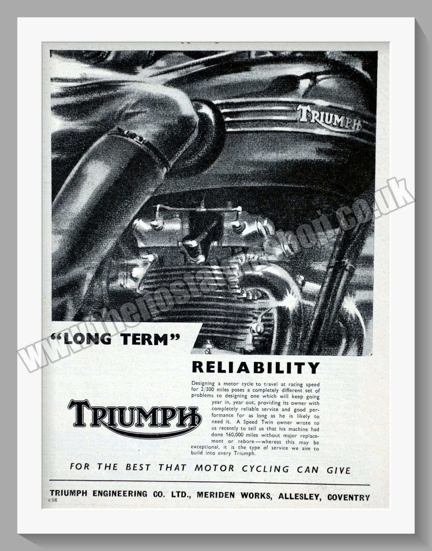 Triumph Motorcycles. Original advert 1952 (ref AD58123)