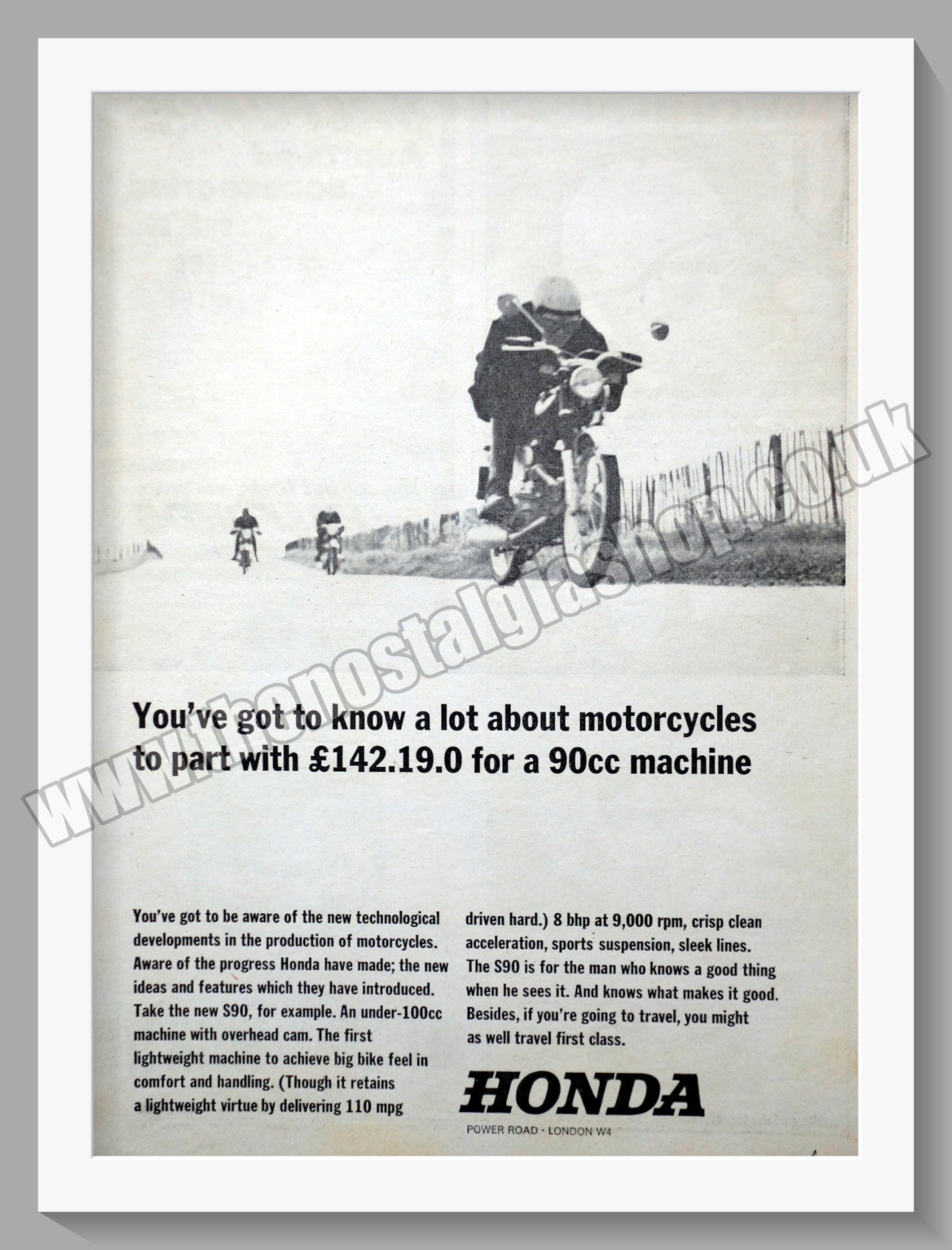Honda S90 Motorcycle. Original advert 1965 (ref AD1225)