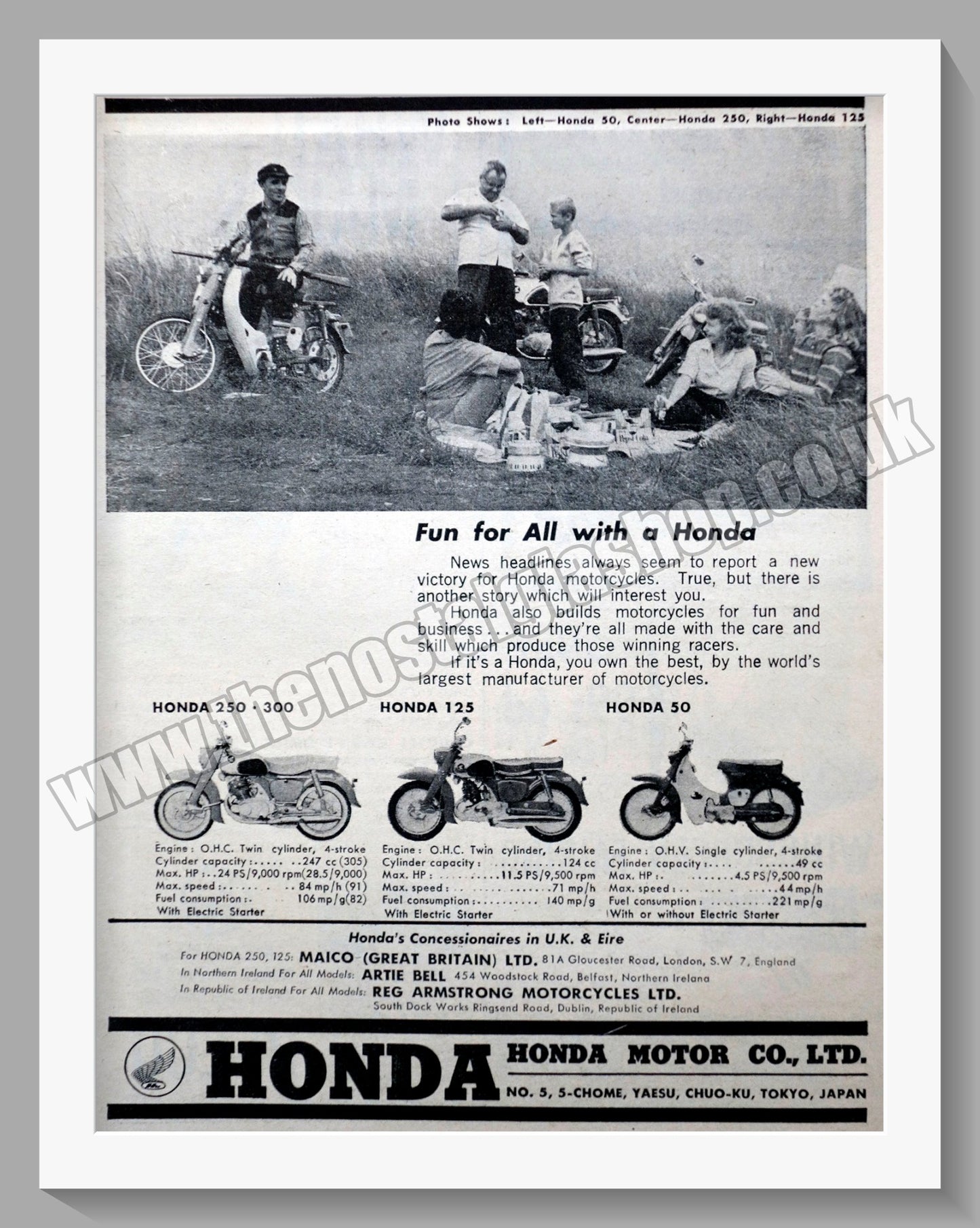 Honda Motorcycle Range. 1961 Original advert (ref AD58166)