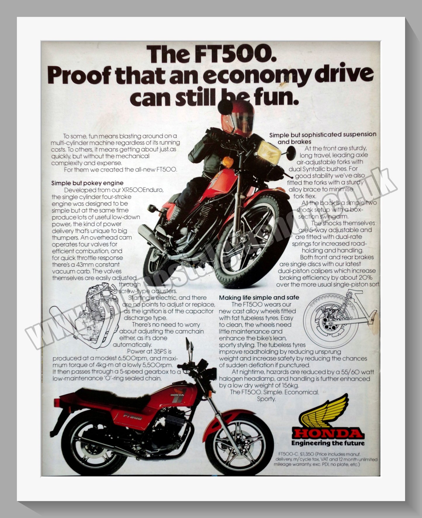 Honda FT500 Motorcycle. 1982 Original advert (ref AD58179)