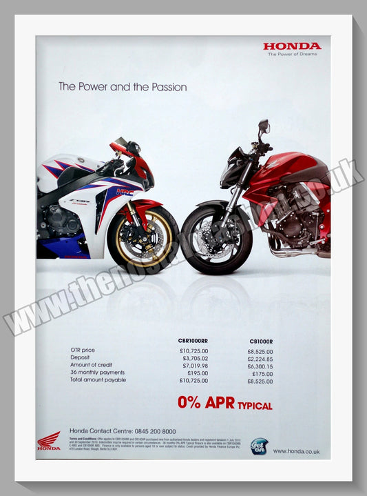 Honda CBR1000RR & CB1000R Motorcycles. 2010 Original advert (ref AD58219)