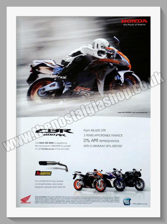 Honda CBR600RR  Motorcycle. 2011 Original advert (ref AD58222)