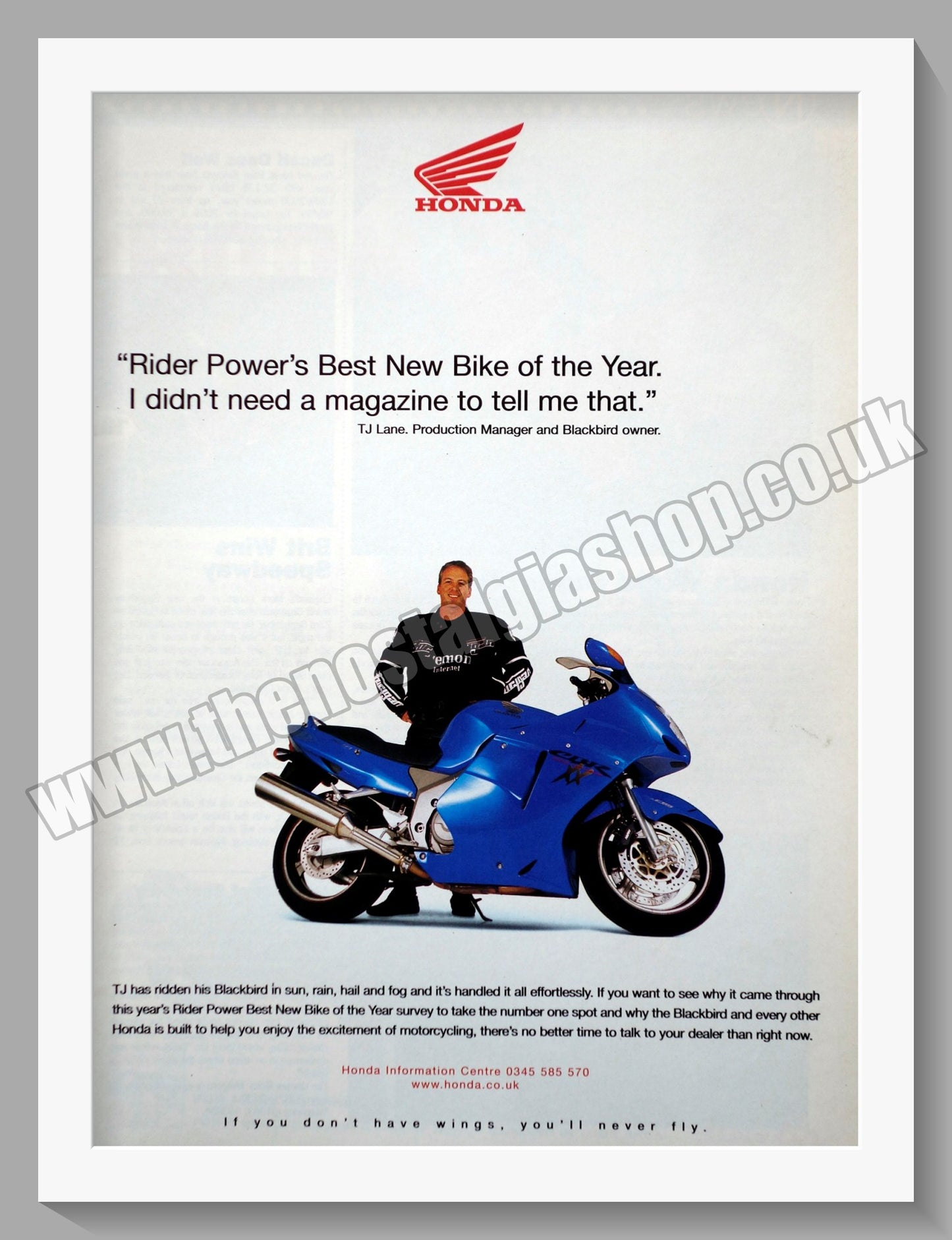 Honda Motorcycle. 2000 Original advert (ref AD58229)