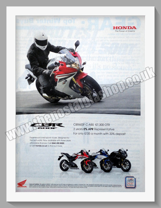 Honda CBR600F Motorcycle. 2011 Original advert (ref AD58234)