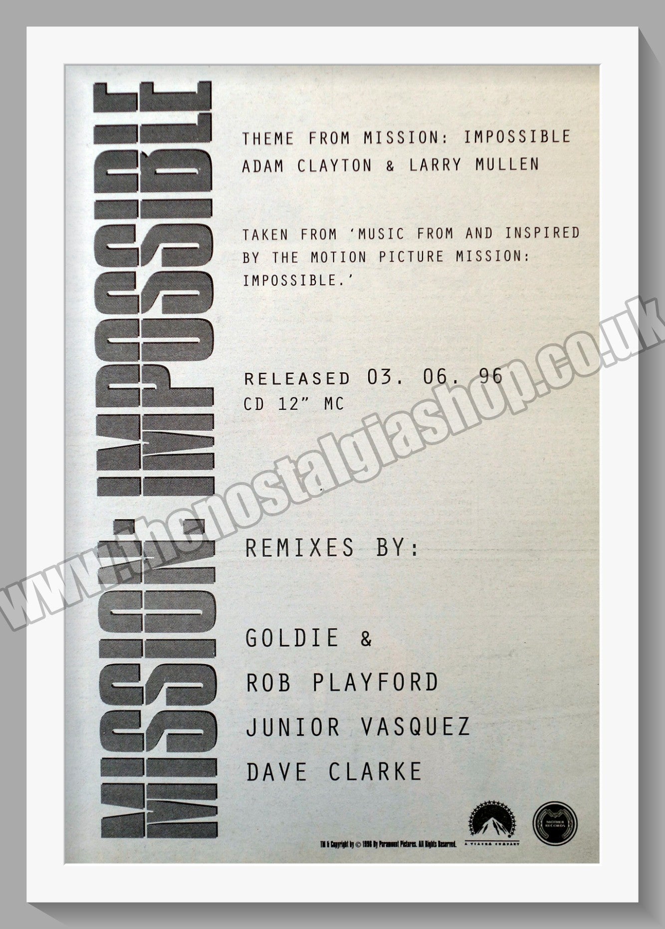 Mission: Impossible. 1996 Original Advert (ref AD58303)