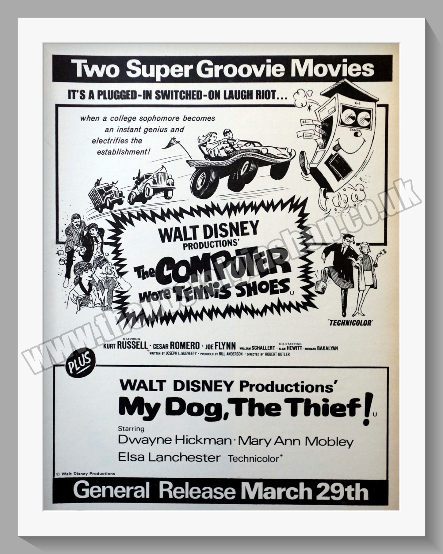 The Computer Wore Tennis Shoes & My Dog The Thief. Walt Disney 1970 Original Advert (ref AD58324)